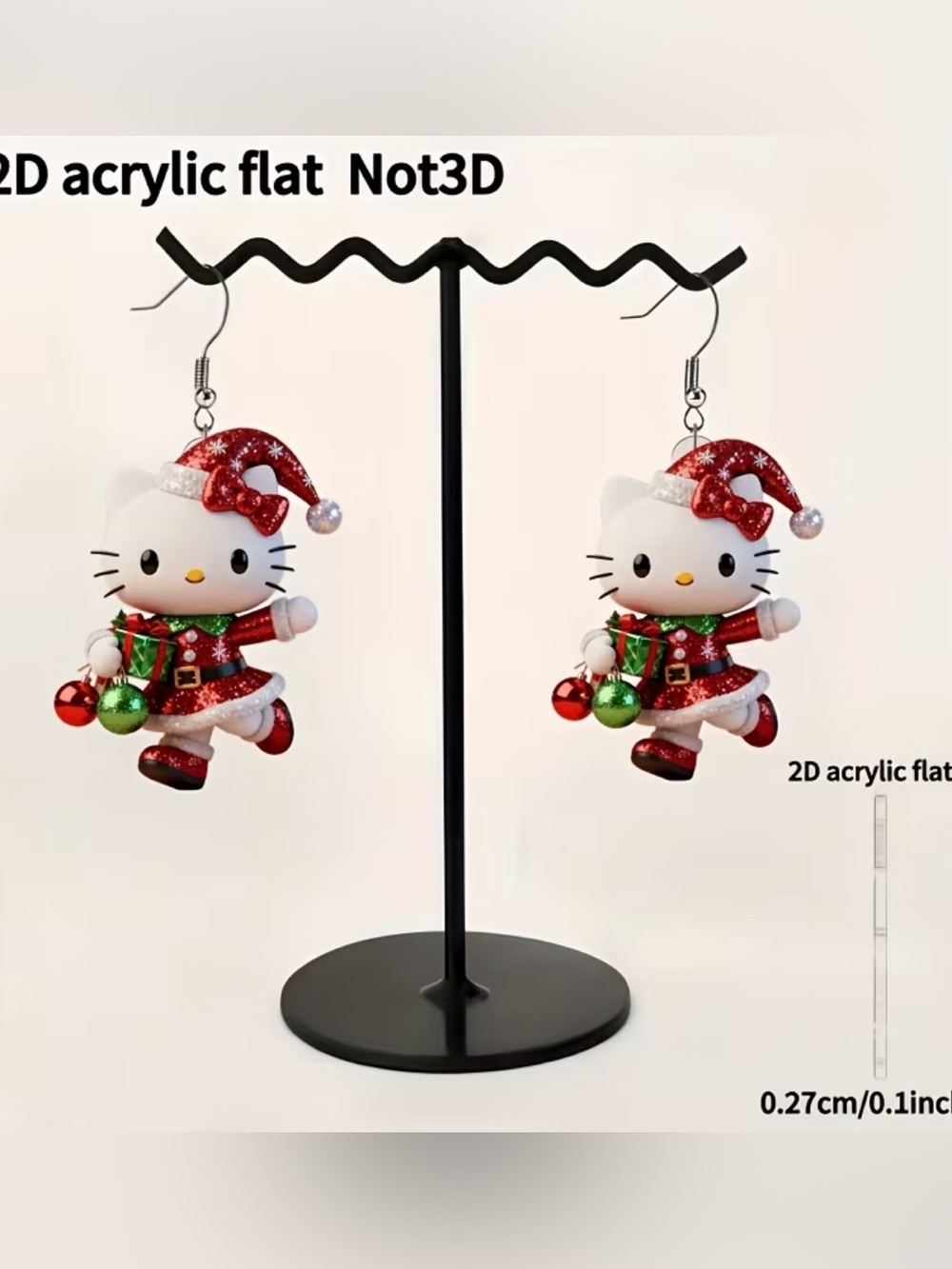 πππ3 for 12$πππHello Kitty Red and Green Christmas Dangle Earrings - Picture 1 of 3
